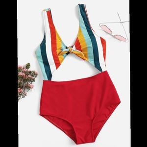 Shein Striped One Piece Bathing Suit